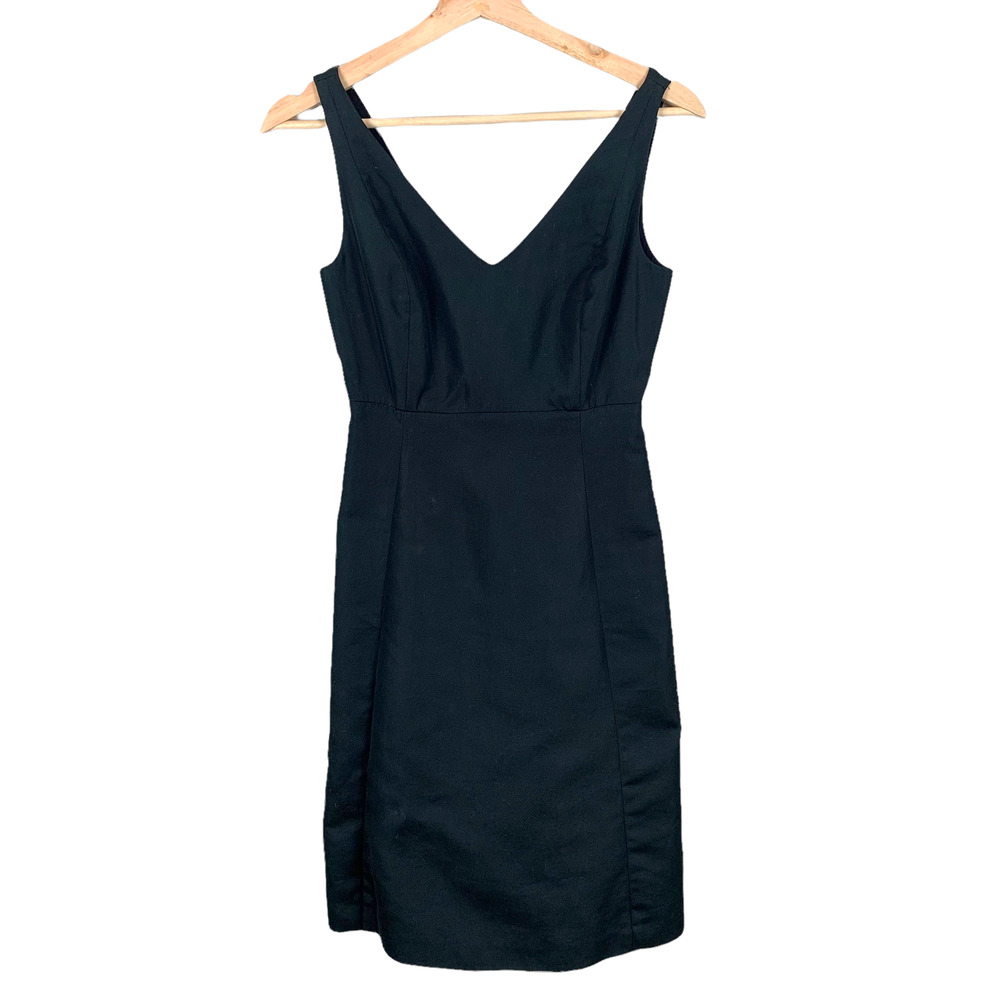 J Crew Little Black Dress Double V Neck Poplin Sheath LBD P2 2P XSP PXS